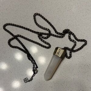 Edgy Kendra Scott White Pendant Necklace with Black Chain
